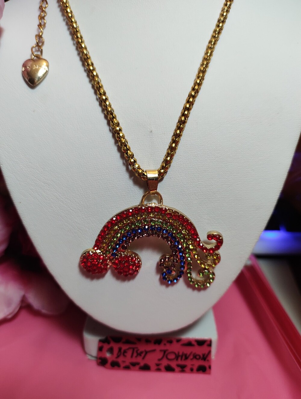 Betsey Johnson Rainbow Crystal Pendant Necklace - Multicolor